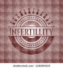 Infertillity red seamless emblem with geometric pattern background.