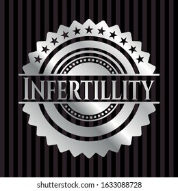 Infertillity silvery shiny emblem. Vector Illustration. Mosaic.