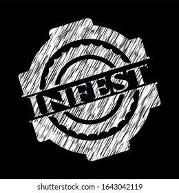 Infest chalk emblem written on a blackboard. Vector Illustration. Detailed.