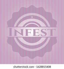 Infest realistic pink emblem. Vector Illustration. Detailed.