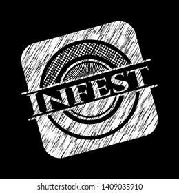 Infest written on a blackboard. Vector Illustration. Detailed.
