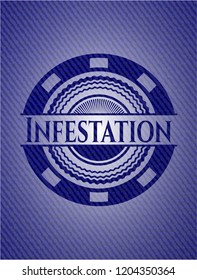 Infestation emblem with denim texture