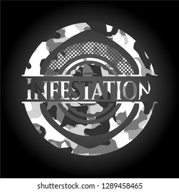 Infestation on grey camouflaged texture