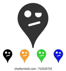 Infidelity Smiley Map Marker Icon. Vector Illustration Style Is A Flat Iconic Infidelity Smiley Map Marker Symbol With Black, Gray, Green, Blue, Yellow Color Variants.