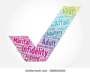 Infidelity word cloud collage, concept background