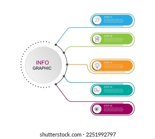 Infigraphic vector element with five step or option.