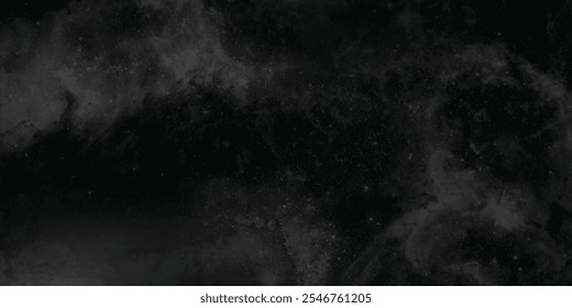 Vista espacial infinita e abstrata com formações dramáticas de nuvens de nebulosas em espiral num céu cósmico sombrio e manchado de estrelas
