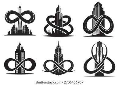 Unendliche Architektur Skyline Logo Design Vektor Symbol Vektorsatz