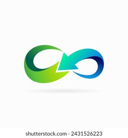 infinite and arrow shapes combination logo design, arrow infinity logo