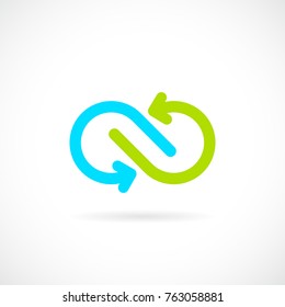 Infinite arrows vector logo illustration isolated on white background