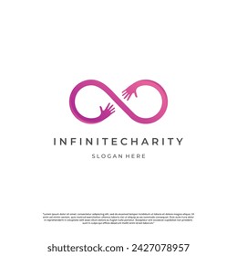 Infinite charity logo design modern concept
