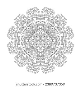 Infinite Circles adult coloring book mandala page for kdp book interior. Peaceful Petals, Ability to Relax, Brain Experiences, Harmonious Haven, Peaceful Portraits, Blossoming Beauty mandala design.