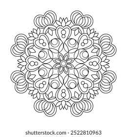 Infinite Circles adult coloring book mandala page  . Easy Mandala Coloring Book Pages for Adults to Relax, Experiences Give Relief. Resizeable Vector File