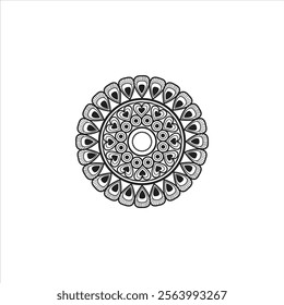Infinite Circles adult coloring book mandala page and heart round black white mandala.