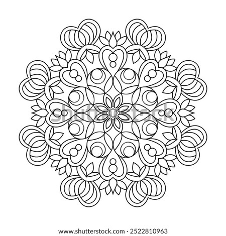 Infinite Circles adult coloring book mandala page  . Easy Mandala Coloring Book Pages for Adults to Relax, Experiences Give Relief. Resizeable Vector File