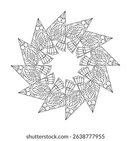 Infinite Circles Mandala template Coloring Book Page. Easy Mandala Coloring Book Pages for Adults to Relax, Experiences Give Relief. Resizeable Vector File