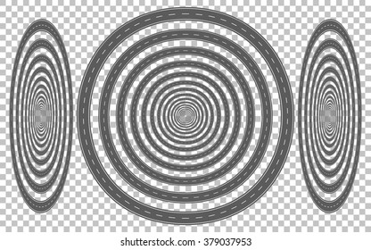 Infinite circular roads on transparent background. Vector eps10.