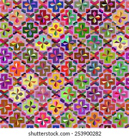 infinite colorful pattern,from different geometric shapes.