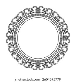 Infinite Curves Mandala in Black and White Coloring Book Page