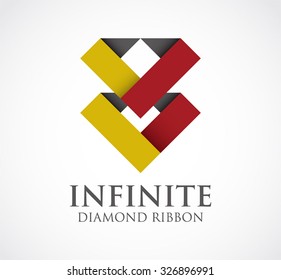 Infinite diamond of ribbon abstract vector and logo design or template elegant and luxury business icon of company identity symbol concept
