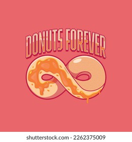 Infinite Donut symbol with lettering vector illustration. Food, candy, branding design concept.