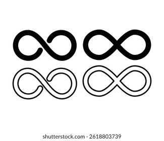 Infinite eternal and loop symbol set. Vector icons representing continuity and timelessness