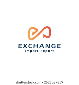 Infinite exchange logo mark design modern minimal concept for trading export import business