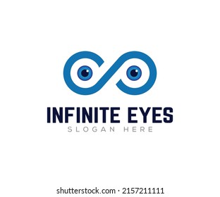 Idea de diseño de logotipo ocular infinito. Plantilla de vectores de diseño de logotipo de visión infinita.