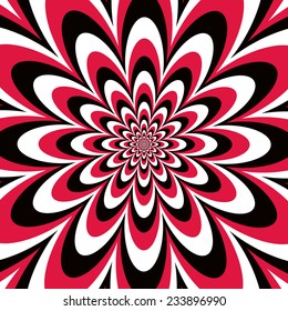 Infinite Flower op art design in red, black and white. Colors are grouped for easy editing.