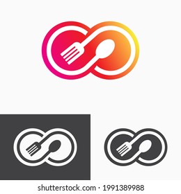 infinite food logo design template. gradient logo. restaurant illustration vector