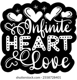 infinite heart love valentines day black vector graphic design and cut file