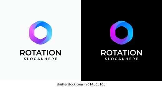 Infinite hexagon rotation vector logo design with modern, simple, clean and abstract style. Icon for business, research, technology and personal branding.