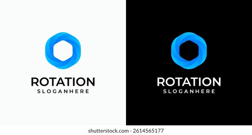 Infinite hexagon rotation vector logo design with modern, simple, clean and abstract style. Icon for business, research, technology and personal branding.