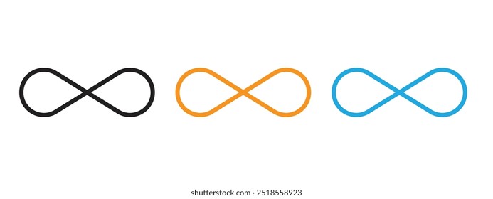 Unendliches Symbol Dünne Linie Illustrationssatz