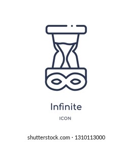 infinite icon from time management outline collection. Thin line infinite icon isolated on white background.