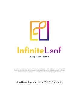 Infinite leaf logo design vector template