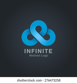 Infinite limitless symbol icon or logo design template on dark background