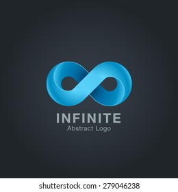 Infinite limitless symbol icon or logo design template on dark background. Corporate branding identity