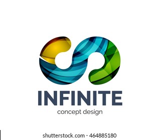 Infinite logo business branding icon, created with color overlapping elements. Glossy abstract geometric style, single logotype