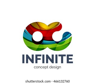 Infinite logo business branding icon, created with color overlapping elements. Glossy abstract geometric style, single logotype