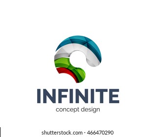 Infinite logo business branding icon, created with color overlapping elements. Glossy abstract geometric style, single logotype