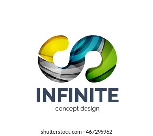 Infinite logo business branding icon, created with color overlapping elements. Glossy abstract geometric style, single logotype