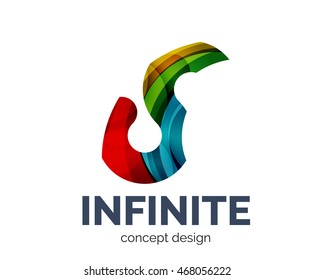 Infinite logo business branding icon, created with color overlapping elements. Glossy abstract geometric style, single logotype