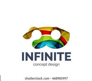 Infinite logo business branding icon, created with color overlapping elements. Glossy abstract geometric style, single logotype