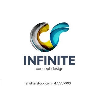Infinite logo business branding icon, created with color overlapping elements. Glossy abstract geometric style, single logotype