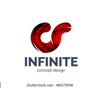 Infinite logo business branding icon, created with color overlapping elements. Glossy abstract geometric style, single logotype