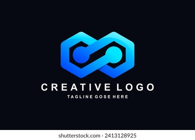 infinite logo with hexagon technology combination concept, corporate stylist logo design