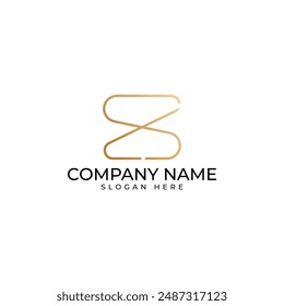 The infinite logo and the initial S lettermark in monoline style with gold gradient in modern luxury elegant and minimalist style