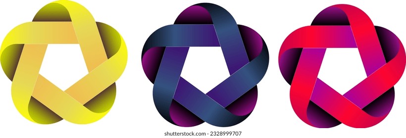 Vector de conjunto de logotipo infinito aislado. Colección geométrica de contorno de formas imposibles. Elementos de diseño de logotipo coloridos e imposibles. Formas de logotipo 3d - símbolos infinitos de colores