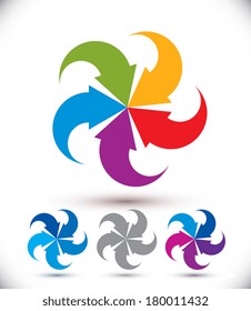Infinite loop arrows vector abstract symbol, graphic design template pictogram set.